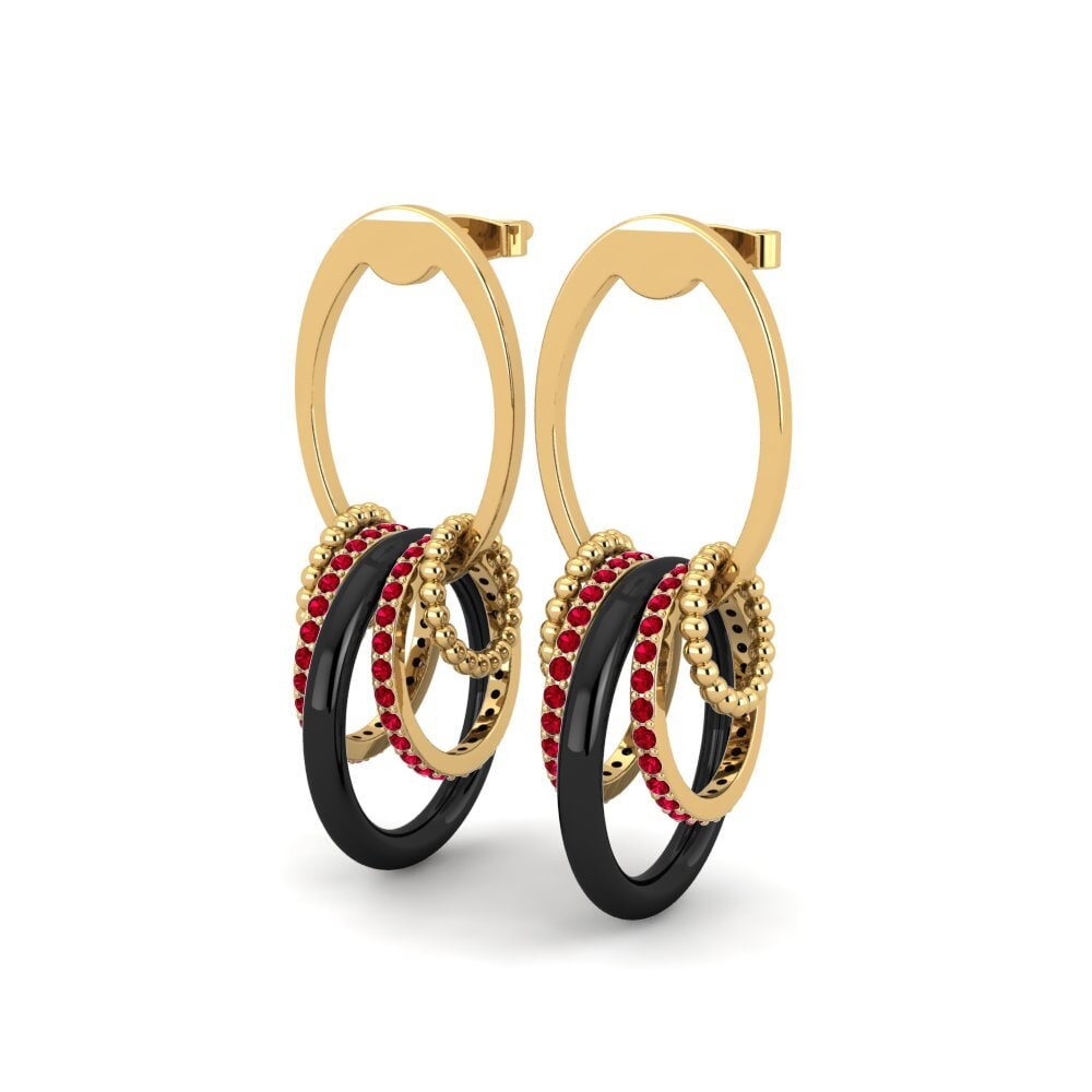 Zircônia Vermelha Brincos Feminino Tinnin