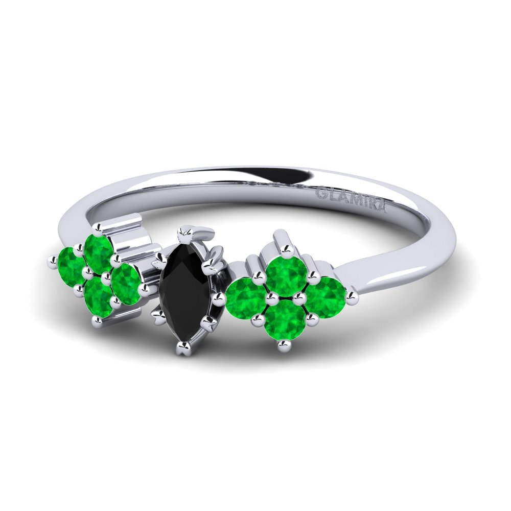 9ct White Gold Black Diamond Engagement Ring Tinos
