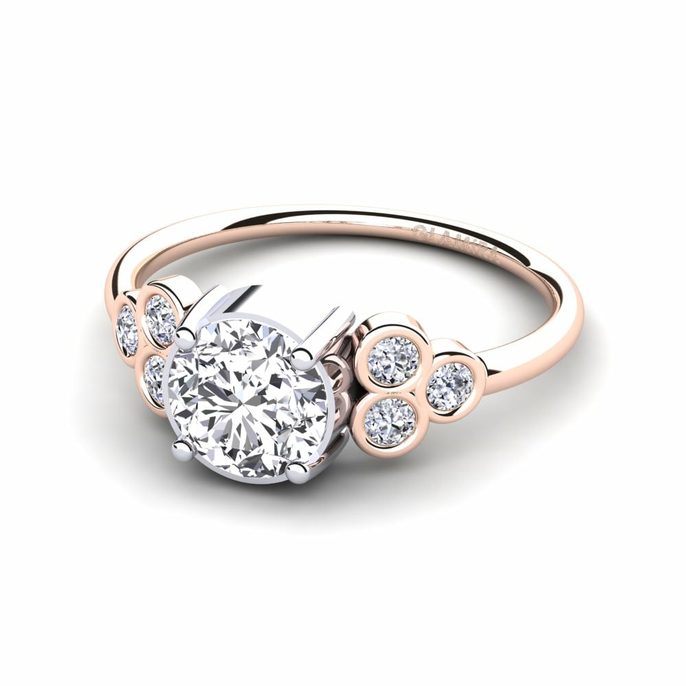 Side-Stone 9k Rose & White Gold Engagement Rings