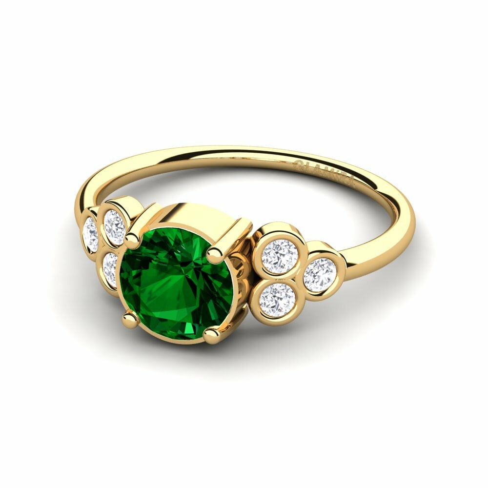 Bagues Or Jaune 18k Zircone Vert Pierres latérales