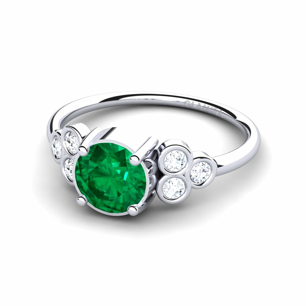 Nhẫn Đính hôn Đá Emerald (Đá nhân tạo) Side-Stone