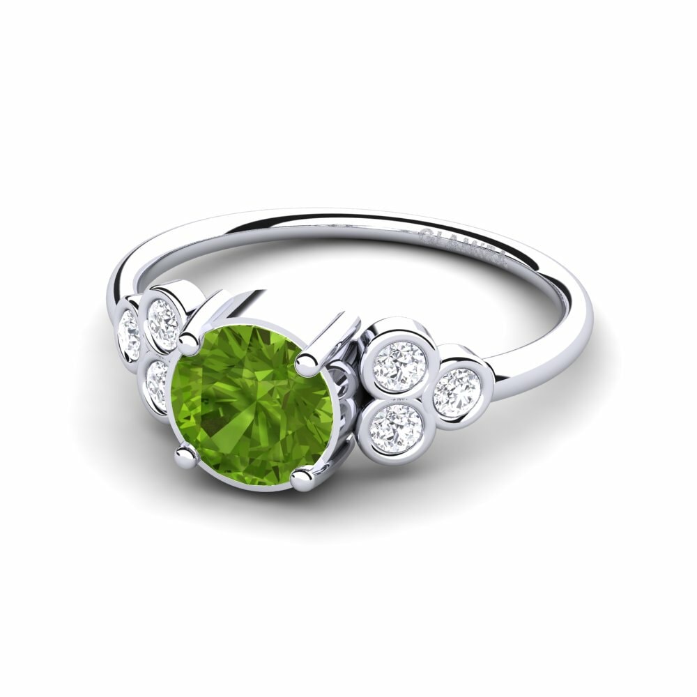 Anillos de compromiso Peridoto Piedra lateral