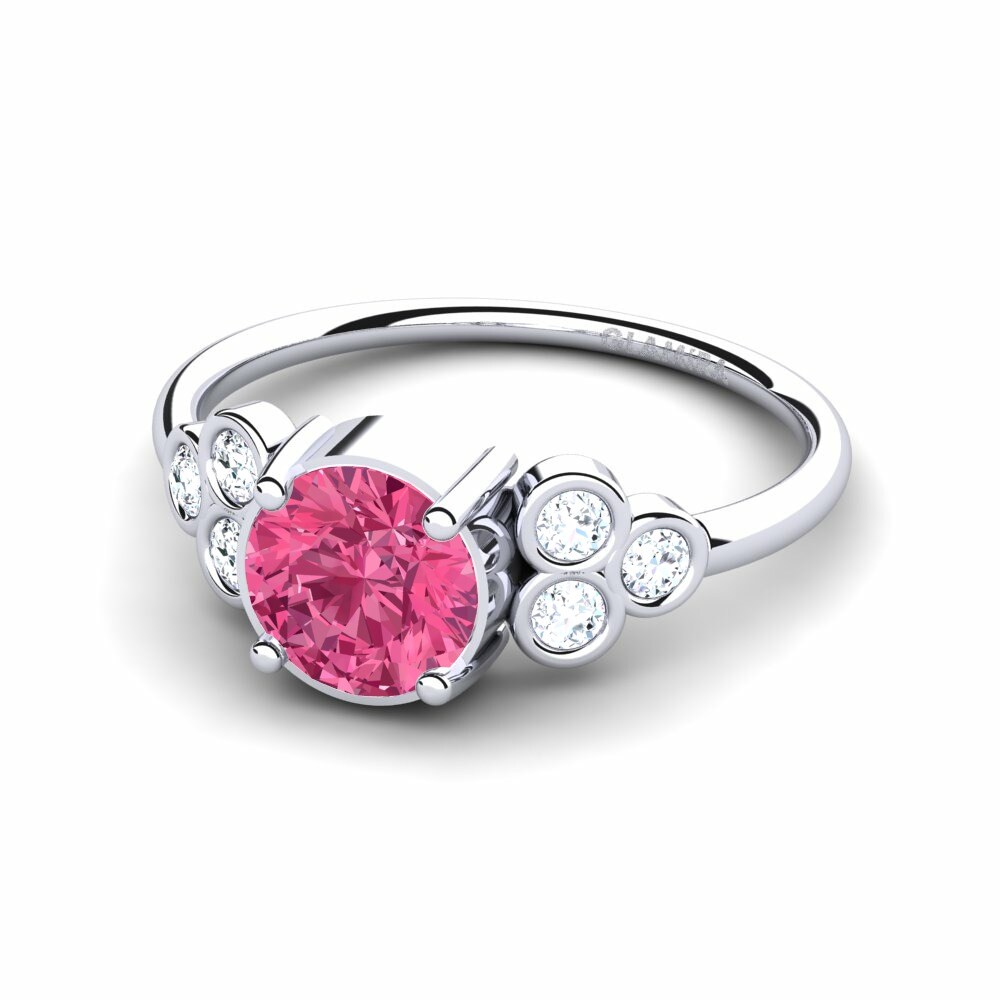 Side-Stone Pink Tourmaline Engagement Rings