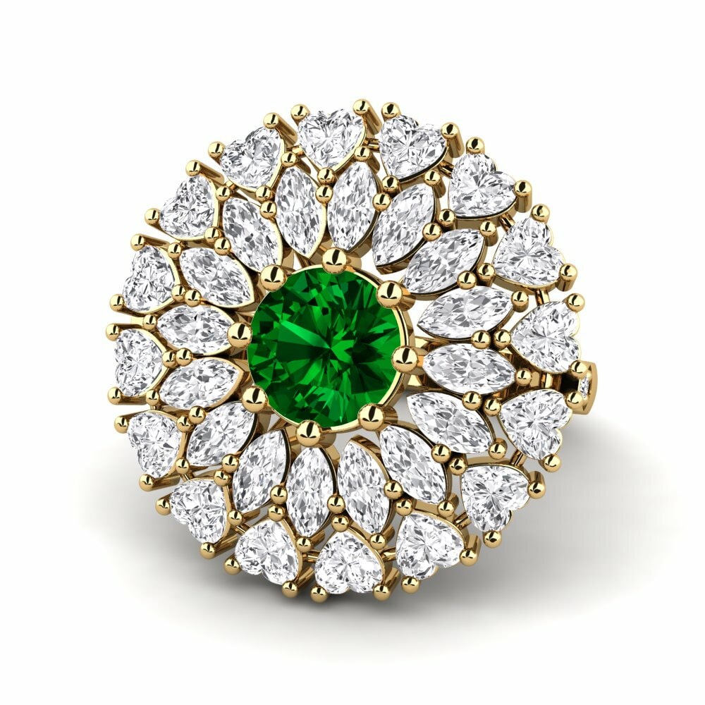Bagues Or Jaune 18k Zircone Vert Premium