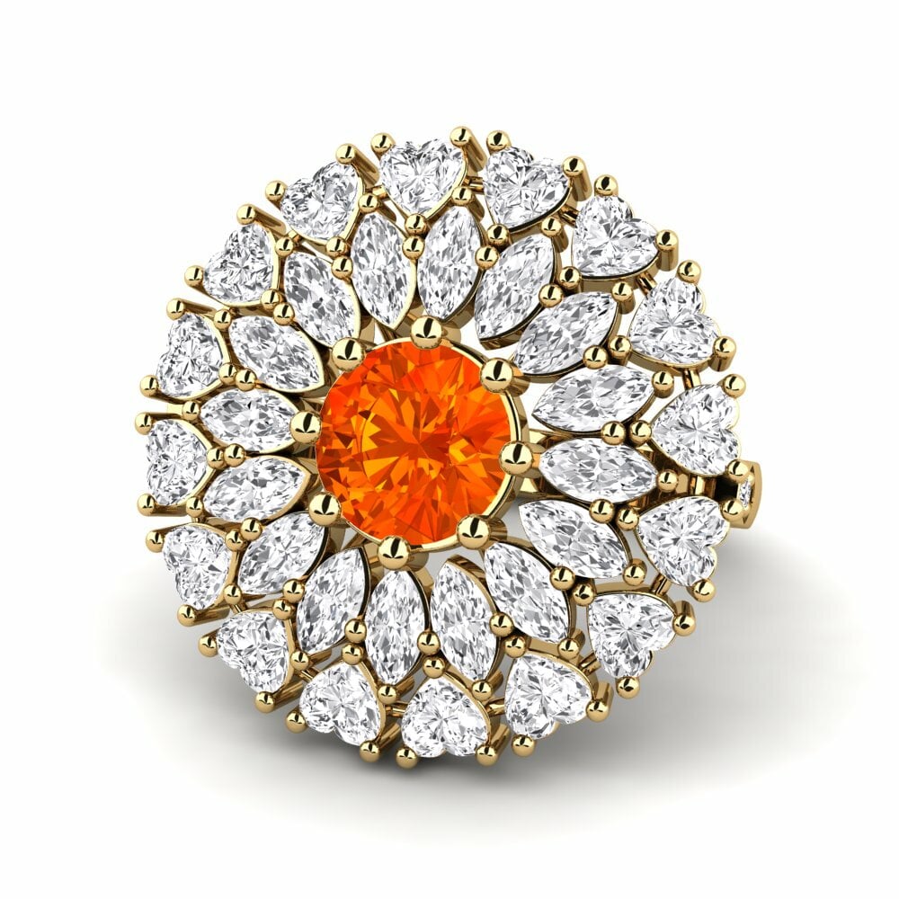 Bagues Or Jaune 18k Saphir orange Premium