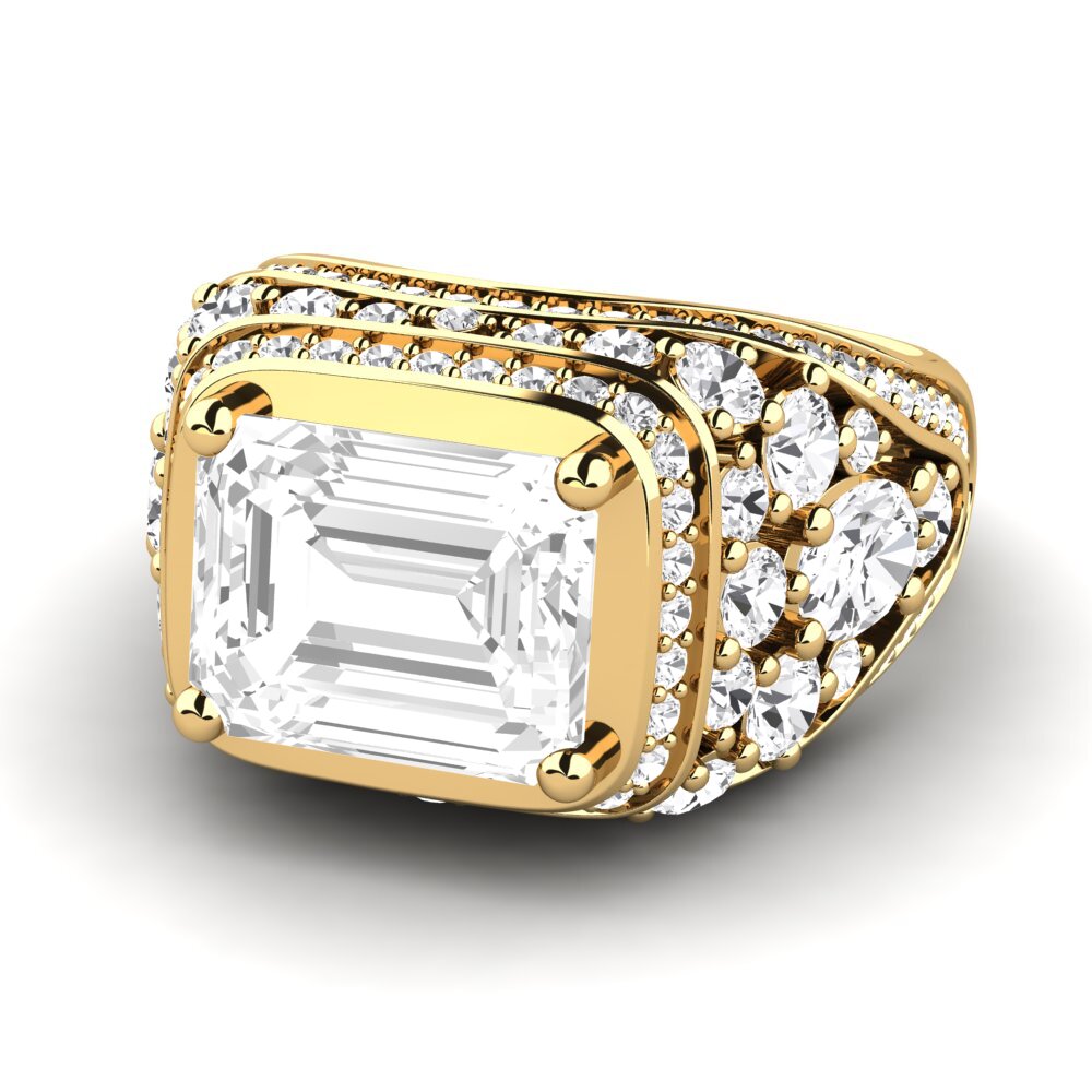 9k Oro Amarillo Topacio blanco Anillo de compromiso Tisondria