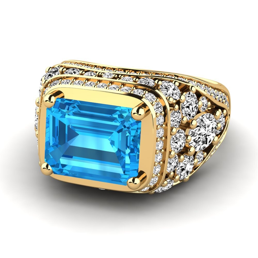 9k Oro Amarillo Topacio azul Anillo de compromiso Tisondria