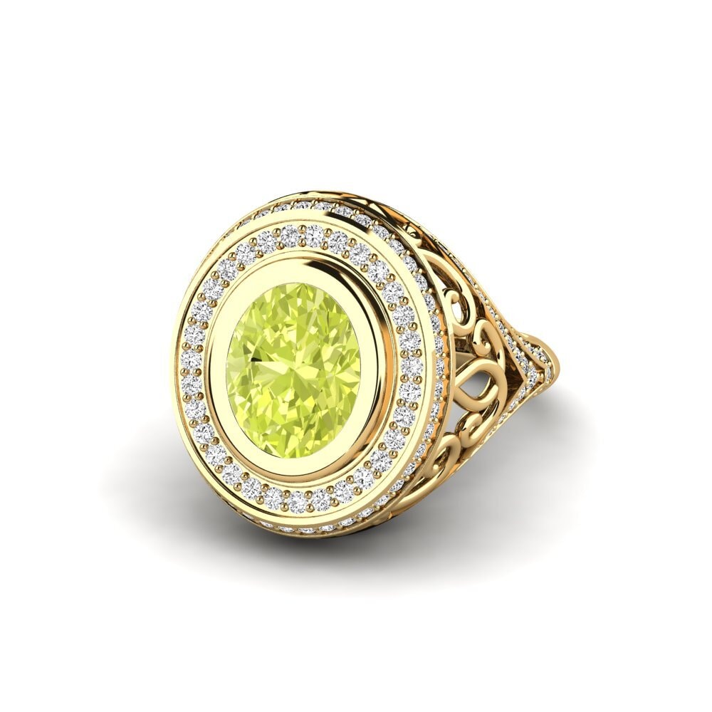 14k Oro Amarillo Cuarzo Limón Anillo de compromiso Tiyelle