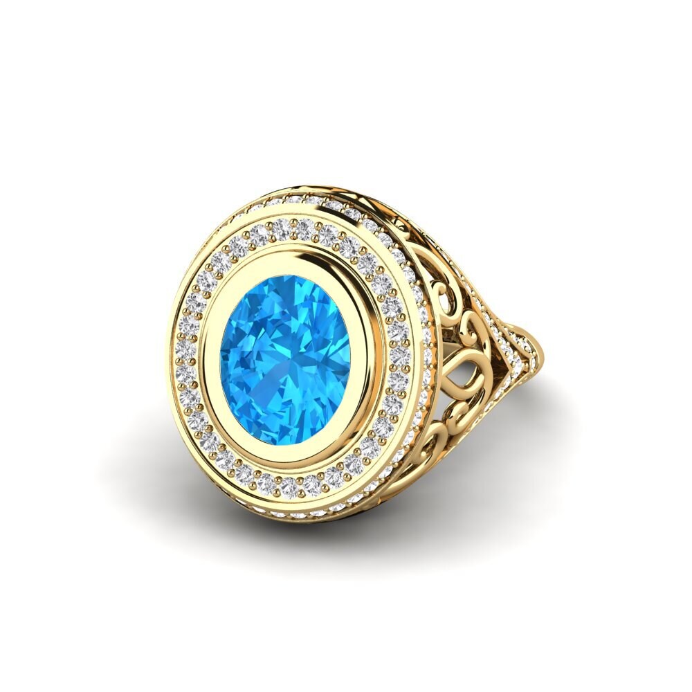 14k Oro Amarillo Anillo de compromiso Tiyelle