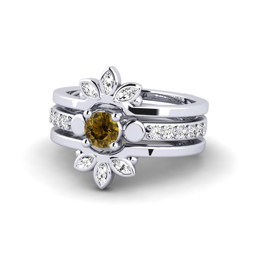 950 Platinum Brown Zircon Ring Todergea - SET
