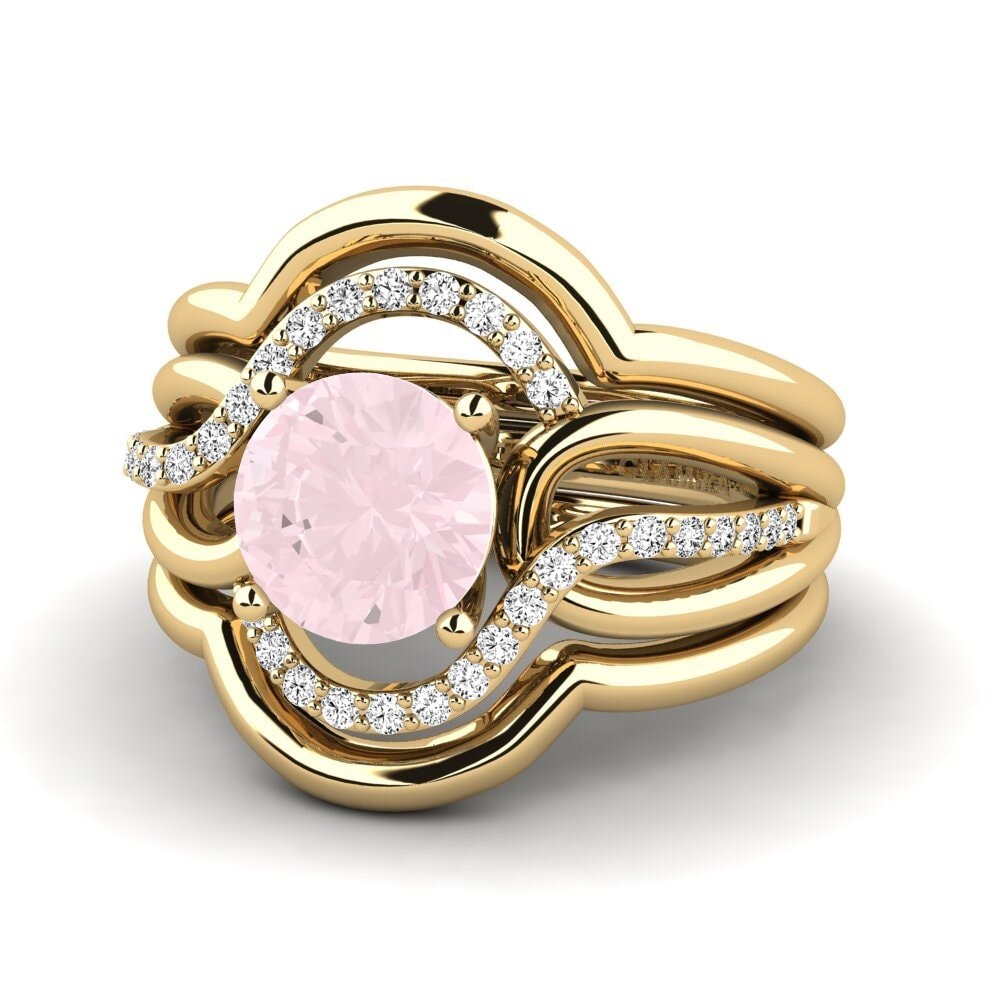 Cuarzo rosa Anillo Tododo SET