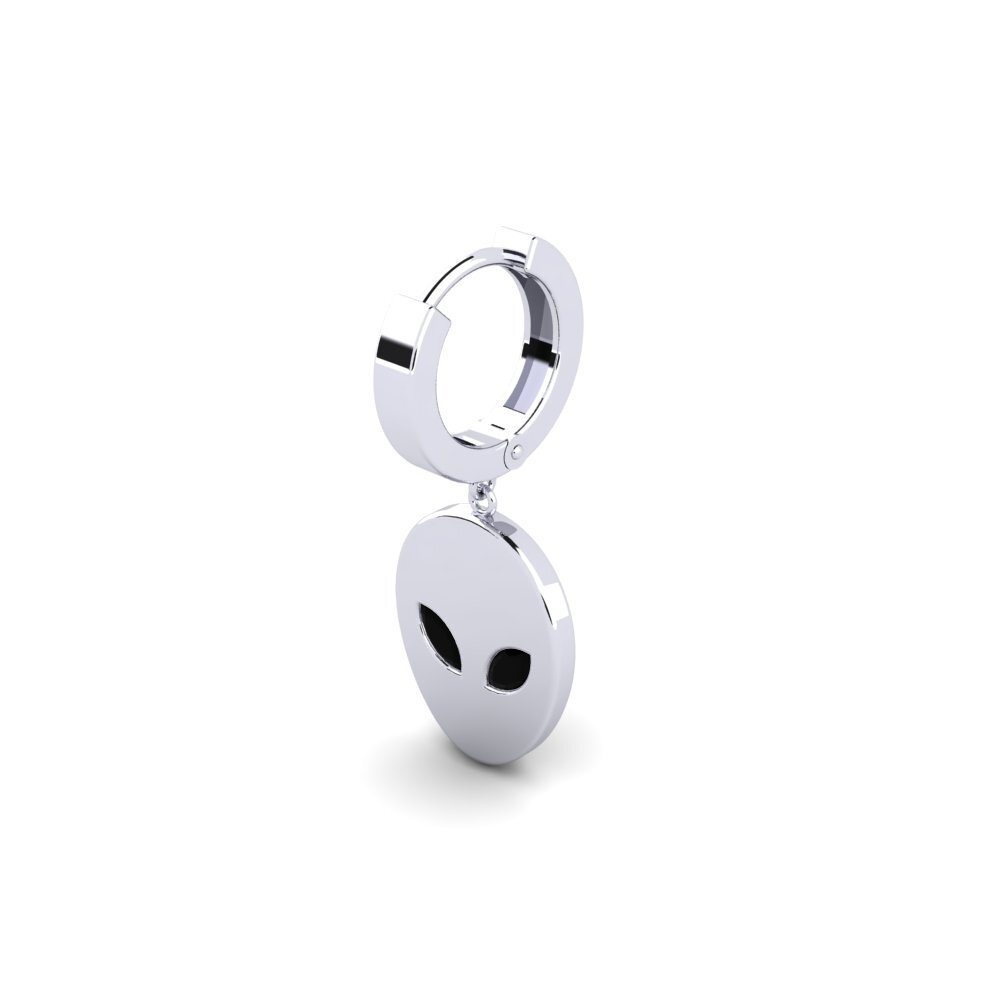 9ct White Gold Black Onyx Men's Earring Toes
