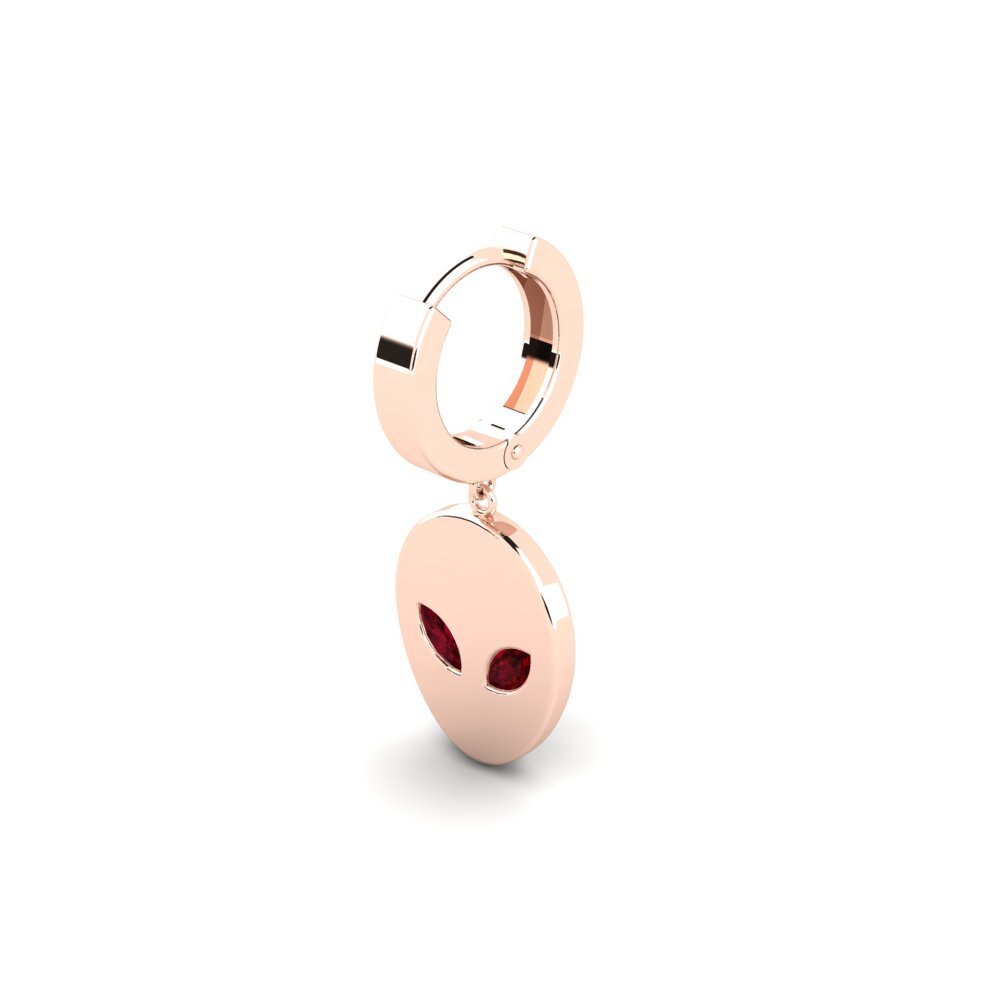18k Oro Rosa Rubí Pendiente para hombre Toes
