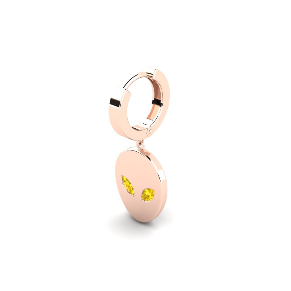9ct Rose Gold Yellow Sapphire Men's Earring Toes