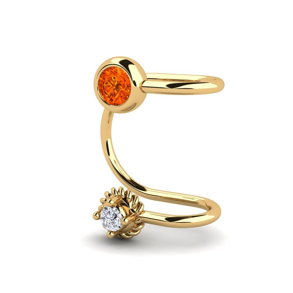 14ct Yellow Gold Orange Sapphire Women's Earring Tolle