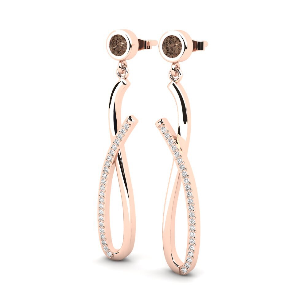 14k Oro Rosa Cuarzo humo Pendiente de mujer Tomasa