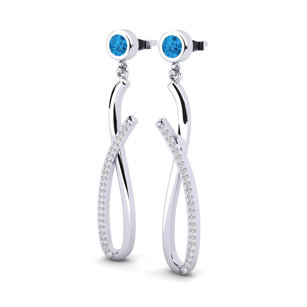Đá Topaz xanh / Hoàng Ngọc Bông tai nữ Tomasa