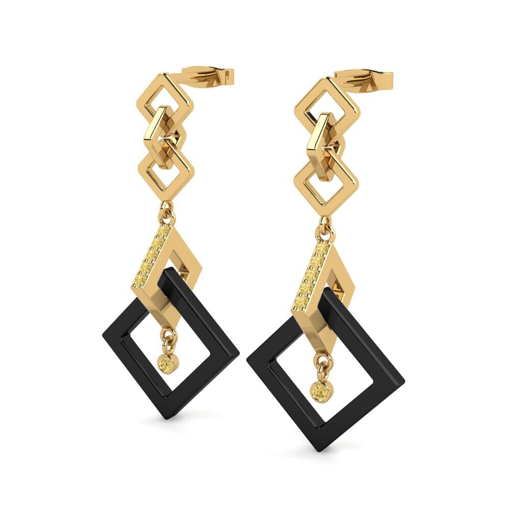 Diamant Jaune Boucle d'oreille femme Tomko