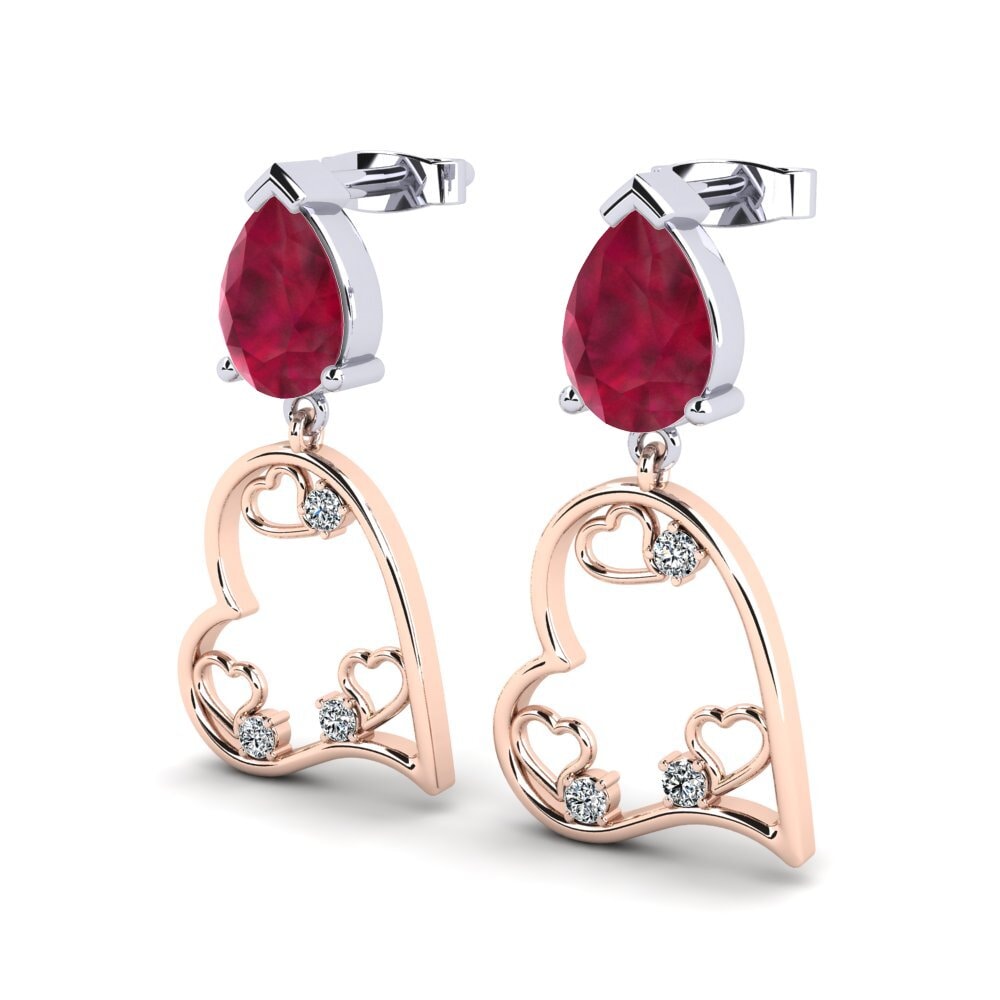 14k Oro Rosa/Blanco Pera Pendiente de mujer Tonsil