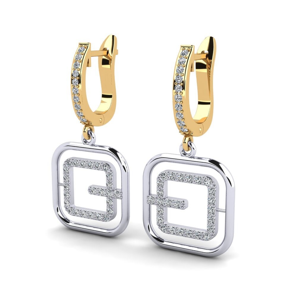 14k Oro Blanco & Amarillo Pendiente de mujer Torina