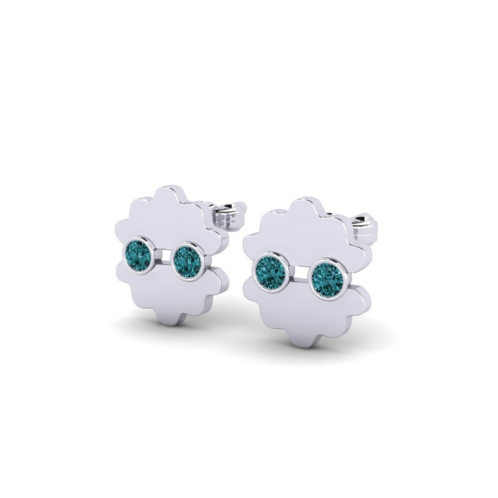 18k White Gold Blue Diamond Kid's Earring Torixe