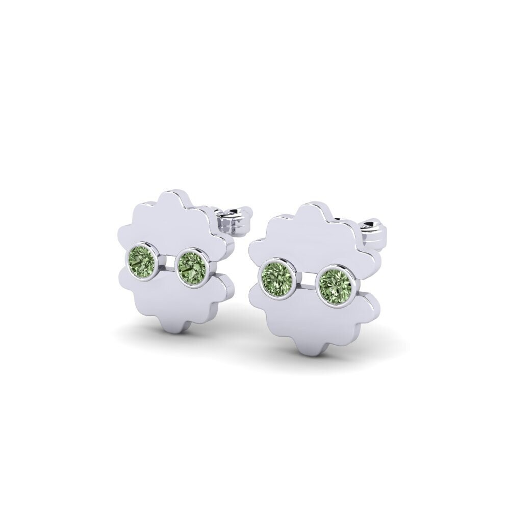 Platina 950 Diamante Verde Brinco Infantil Torixe