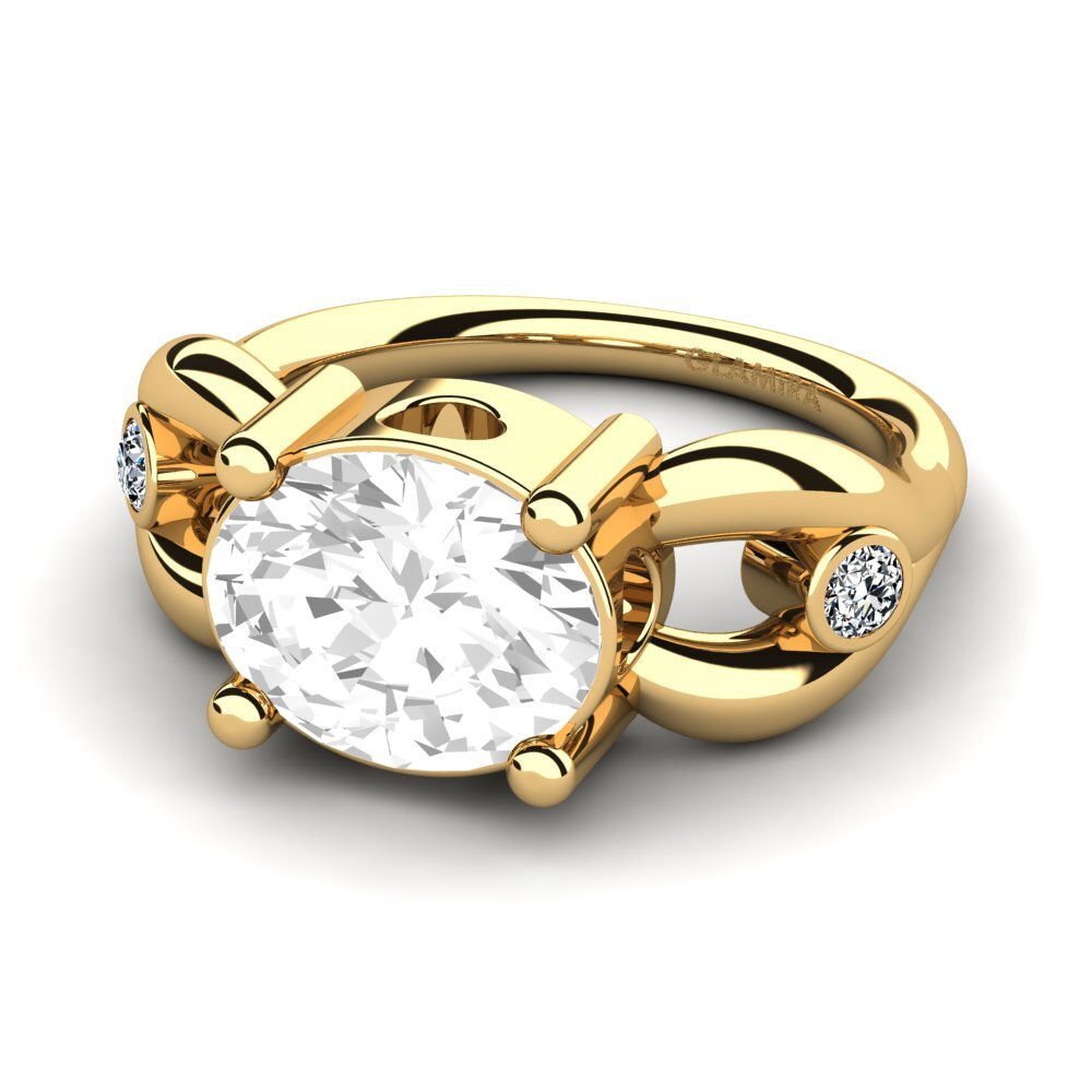 9k Oro Amarillo Topacio blanco Anillo de compromiso Torresy