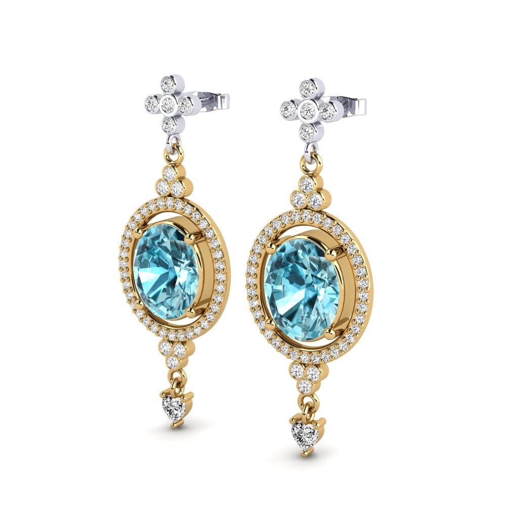 18ct Yellow & White Gold Blue Zircon Women's Earring Toshiko