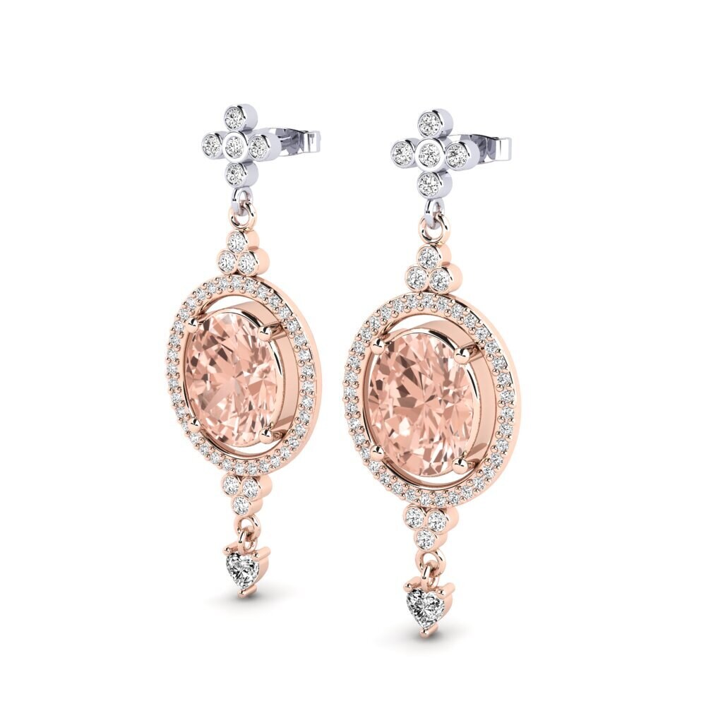 9k Oro Rosa & Blanco Morganita Pendiente de mujer Toshiko