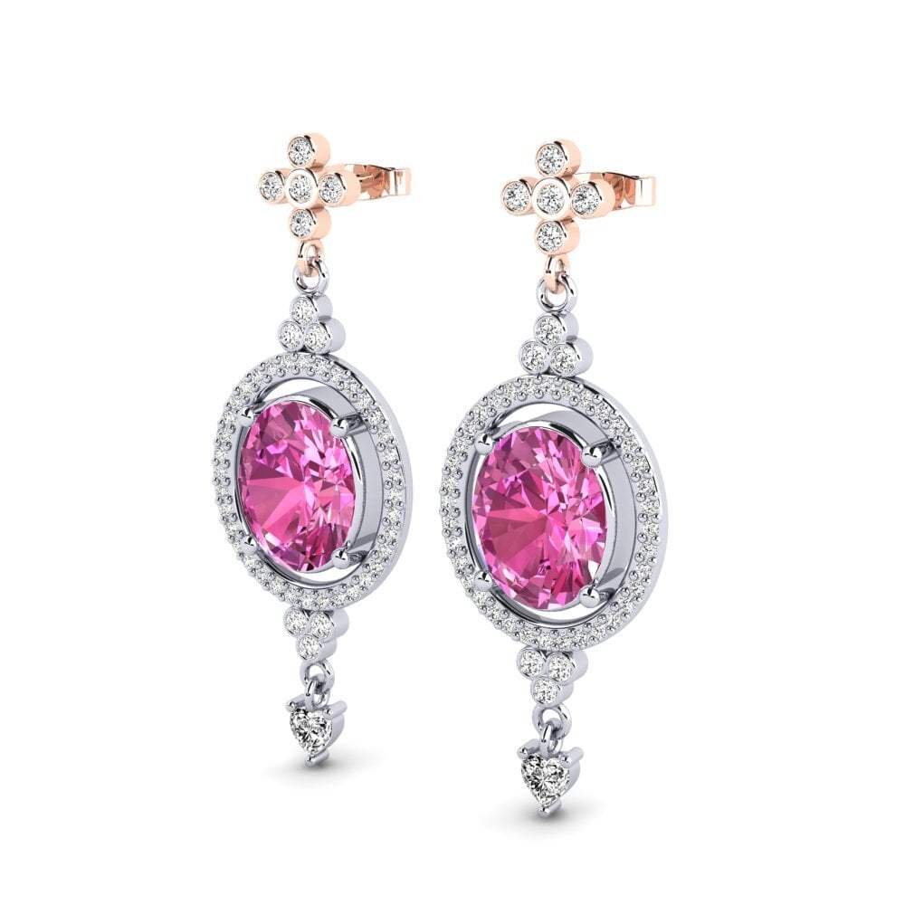 14k Oro Blanco & Rosa Topacio Rosa Pendiente de mujer Toshiko
