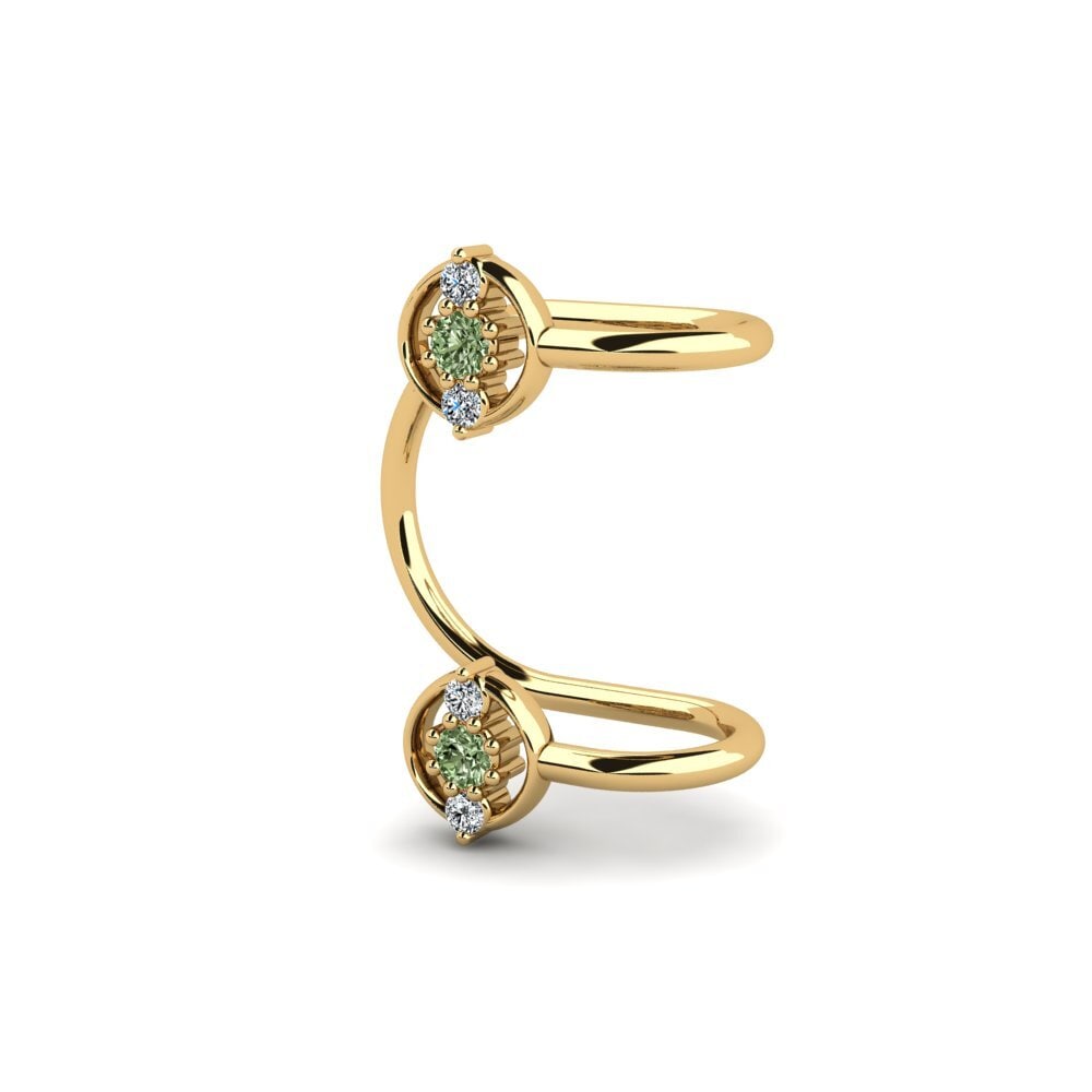 14ct Yellow Gold Green Diamond Women's Earring Totten