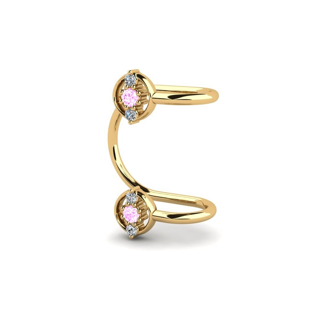 14ct Yellow Gold Pink Sapphire Women's Earring Totten