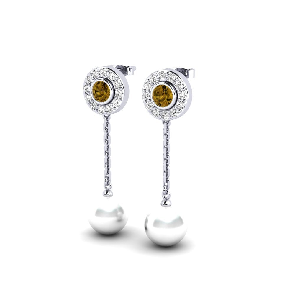 950 Palladium Brown Zircon Women's Earring Tourisme