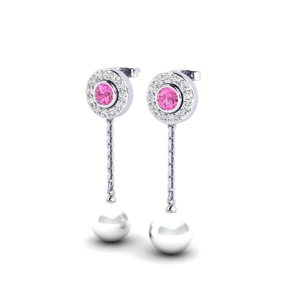 18k Oro Blanco Topacio Rosa Pendiente de mujer Tourisme