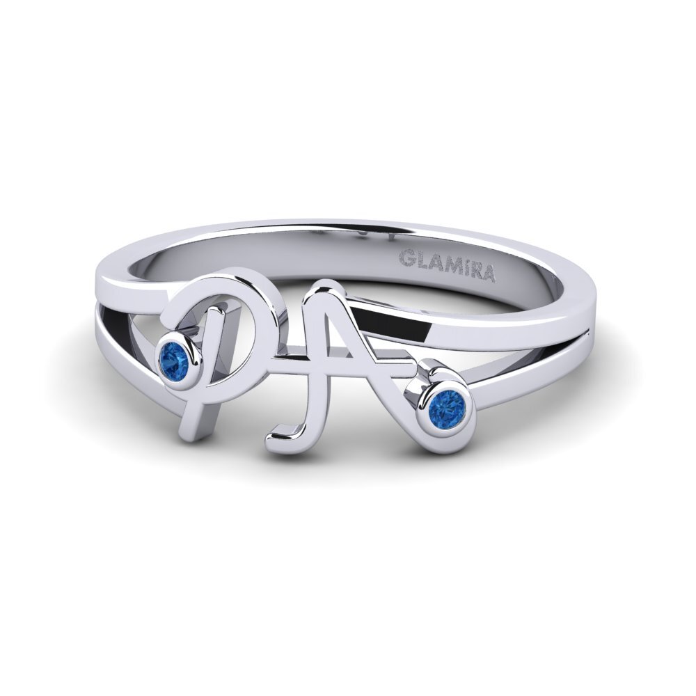 Palladium 950 Dunkelblauer Zirkonia Ringe Tova
