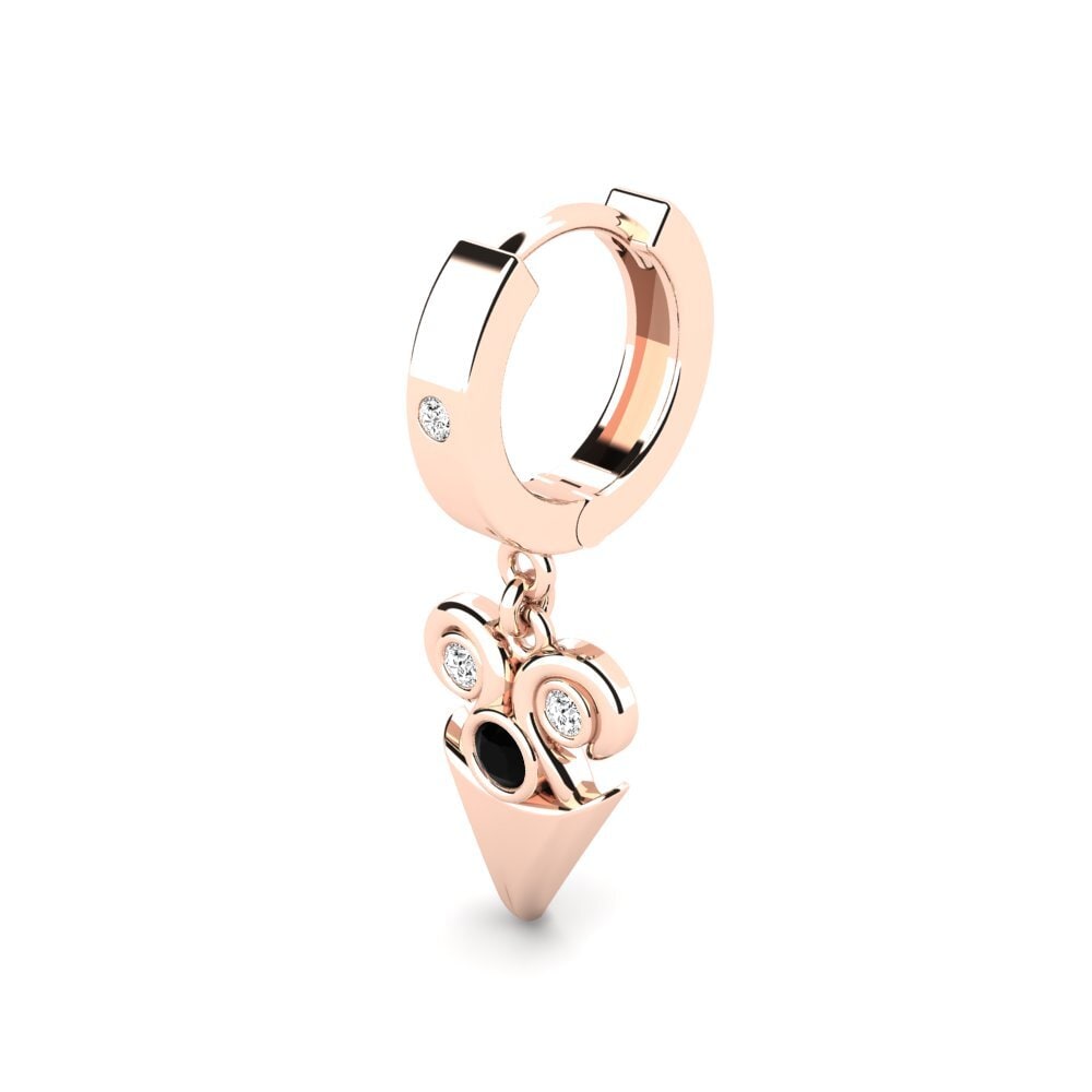 14ct Rose Gold Black Onyx Men's Earring Toyqu