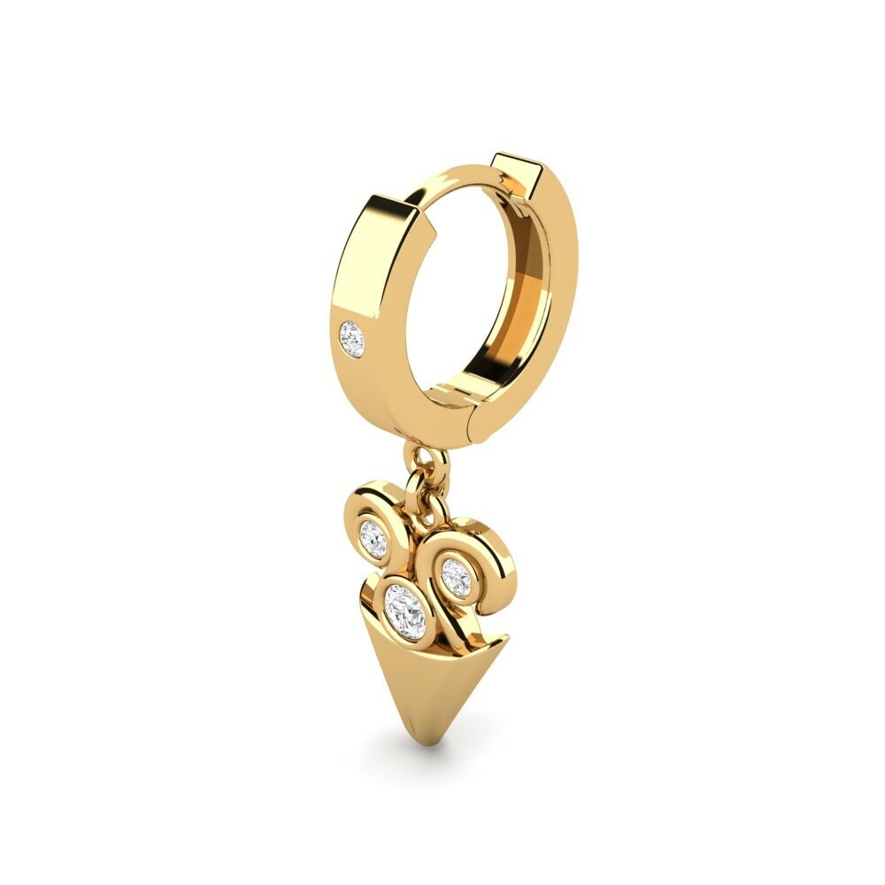14ct Yellow Gold White sapphire Men's Earring Toyqu