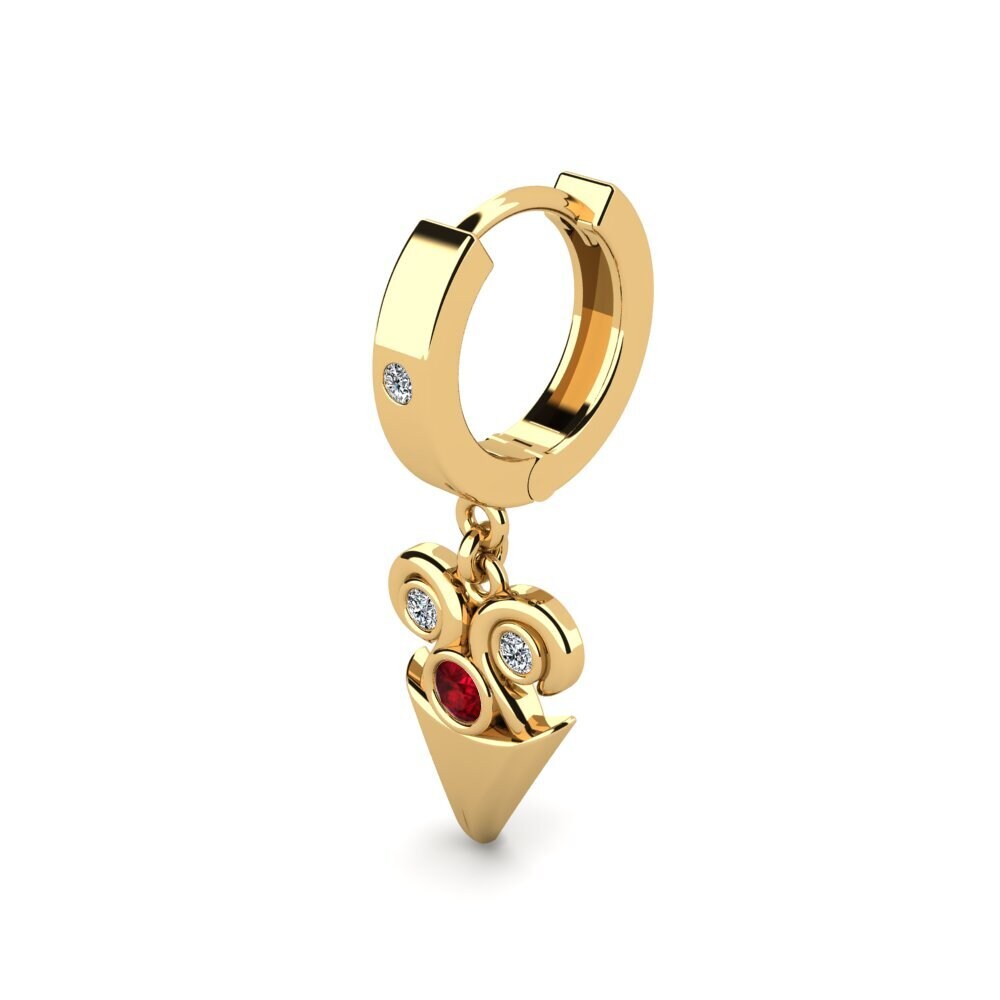 18ct Yellow Gold Ruby Men's Earring Toyqu