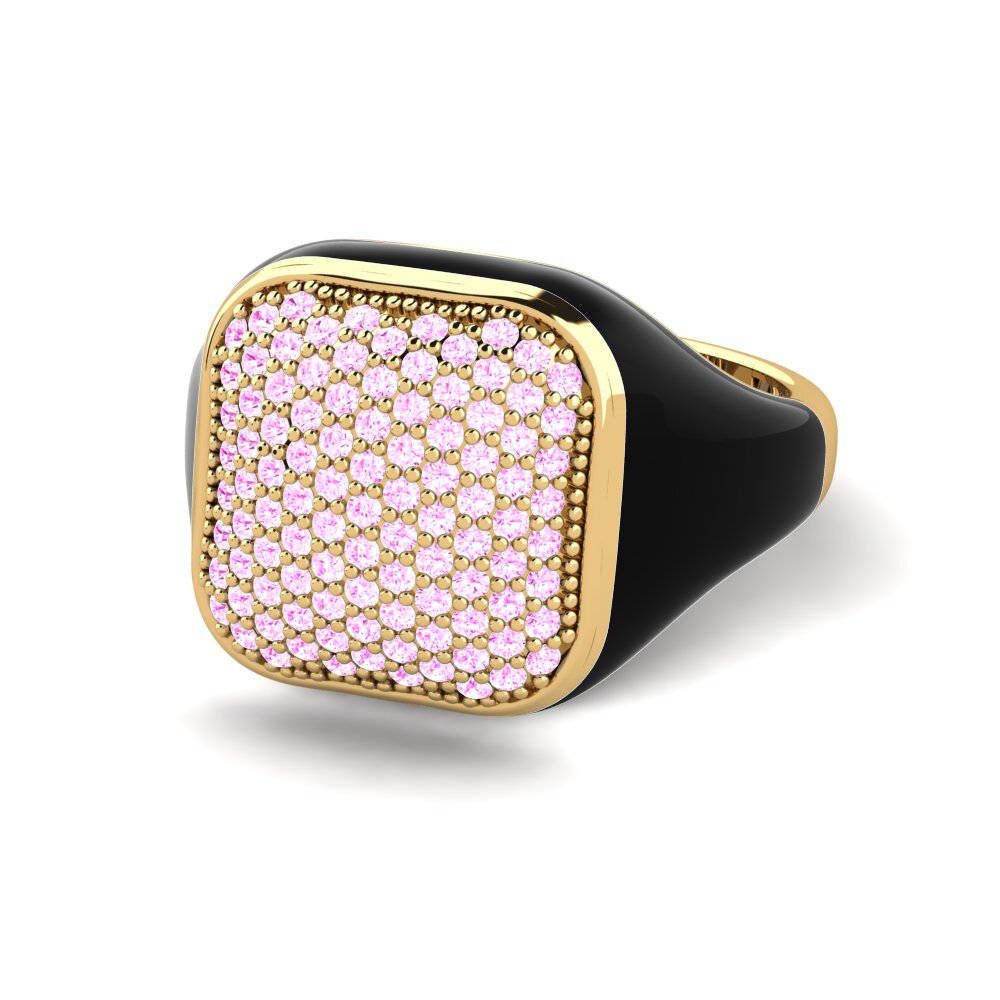 Bagues Or Jaune 14k Saphir Rose Premium