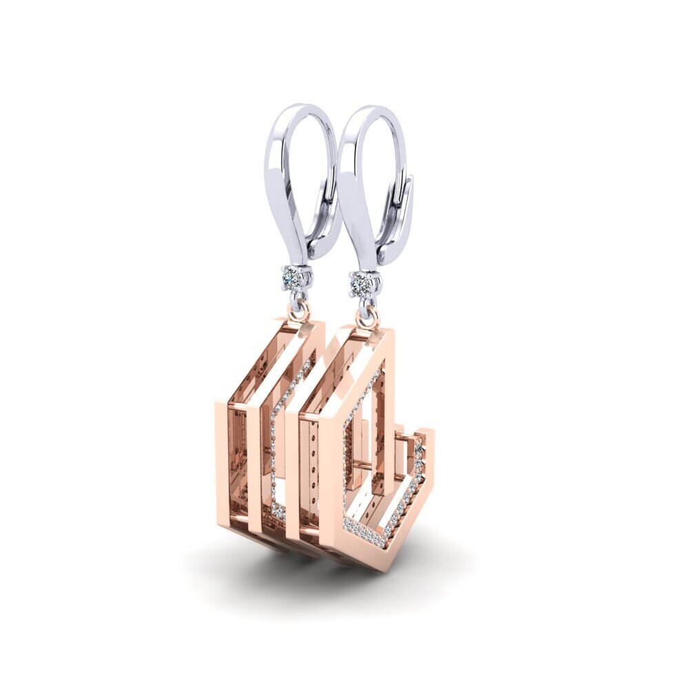 9k Oro Rosa & Blanco Pendiente de mujer Tracey