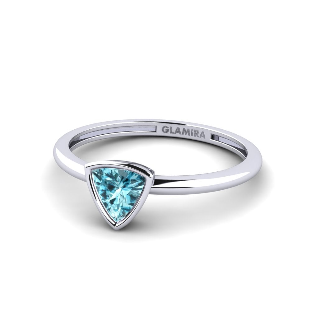 Paladio 950 Circón Azul Anillo de compromiso Tranglo B