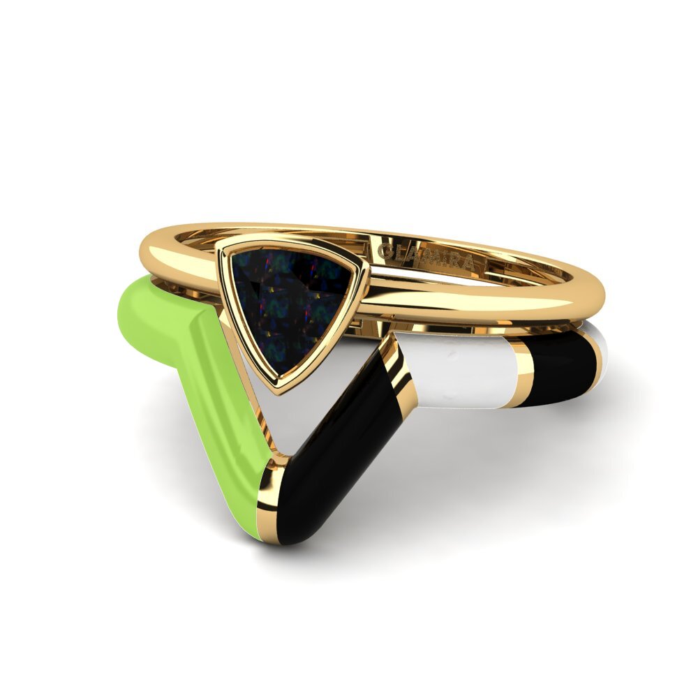Opalo Negro Anillo apilable Tranglo SET