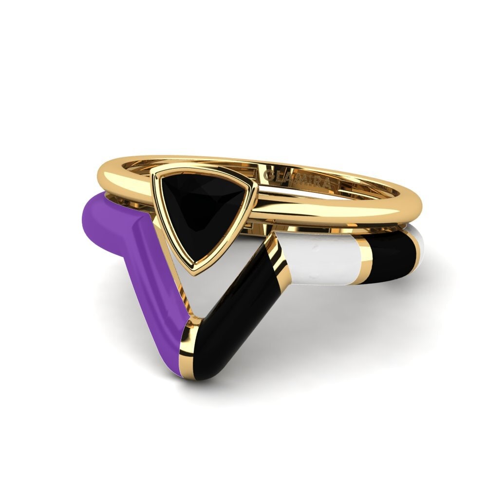 Zafiro negro Anillo apilable Tranglo SET