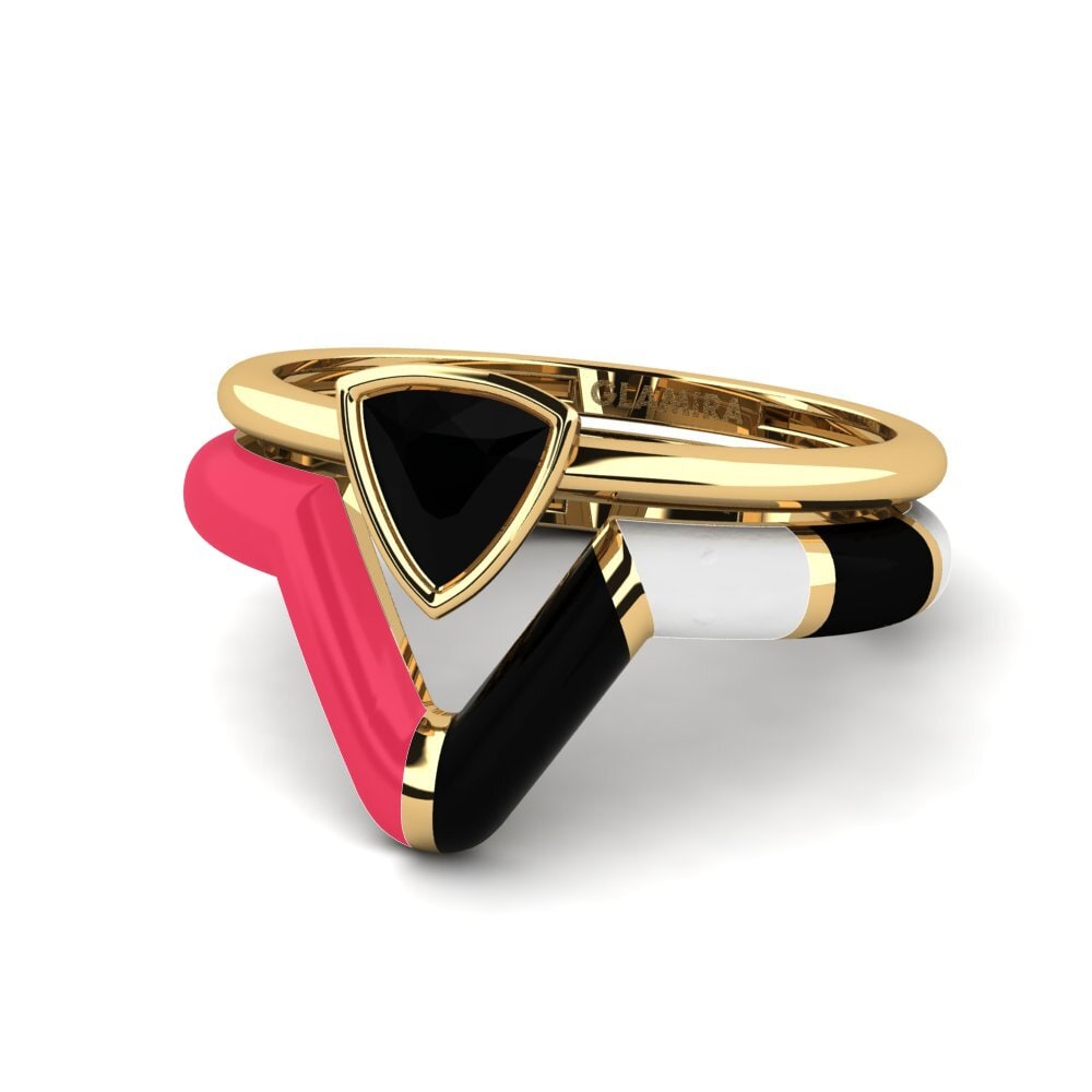 Diamante Negro Anillo apilable Tranglo SET