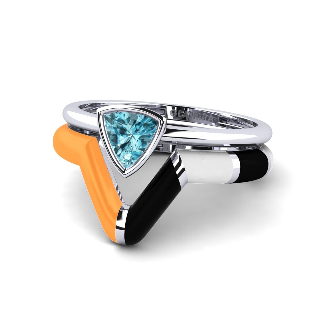 14ct White Gold Stackable Ring Tranglo SET