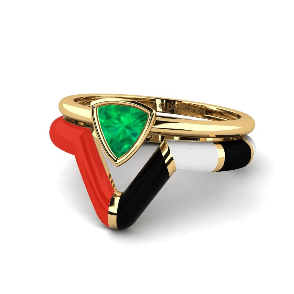 Smaragd Stapelbarer Ring Tranglo SET