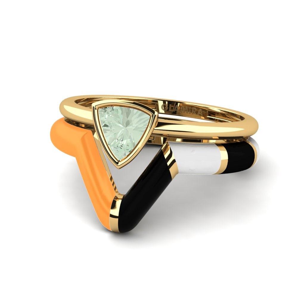 Stackable Green Amethyst Engagement Rings