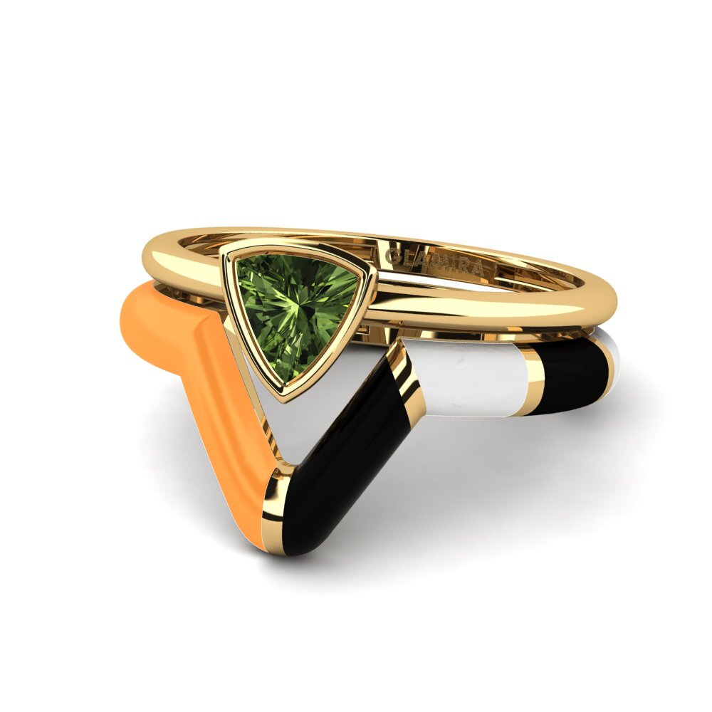 Stackable Green Sapphire Engagement Rings
