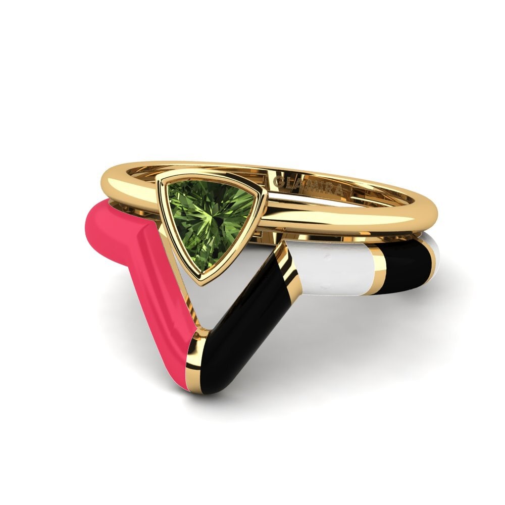 Green Sapphire Stackable Ring Tranglo SET
