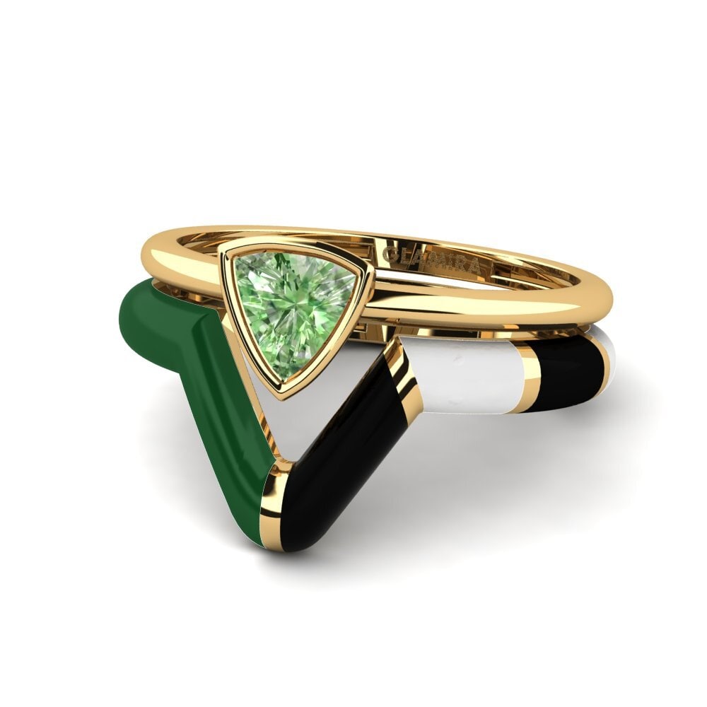 Green Diamond Stackable Ring Tranglo SET